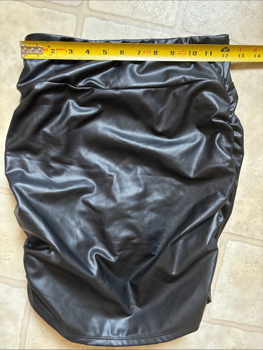 Halara Faux Leather Ruched Mini Skirt Skort - Tummy Control - Black Small - Picture 7 of 8